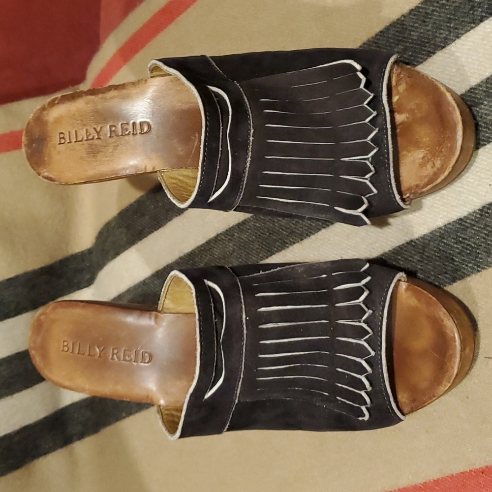 Billy Reid Brown Suede Tassel Wooden Mules Size 9 1/2 - Picture 8 of 8